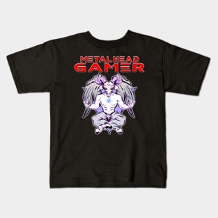 Metalhead Gamer Baphomet Meditate Red Kids T-Shirt